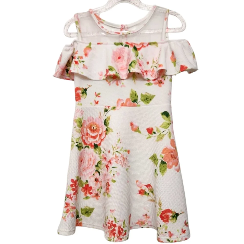 The Children's Place‎ Girls Short Sleeve Floral Cold Shoulder Kids Summer Dress